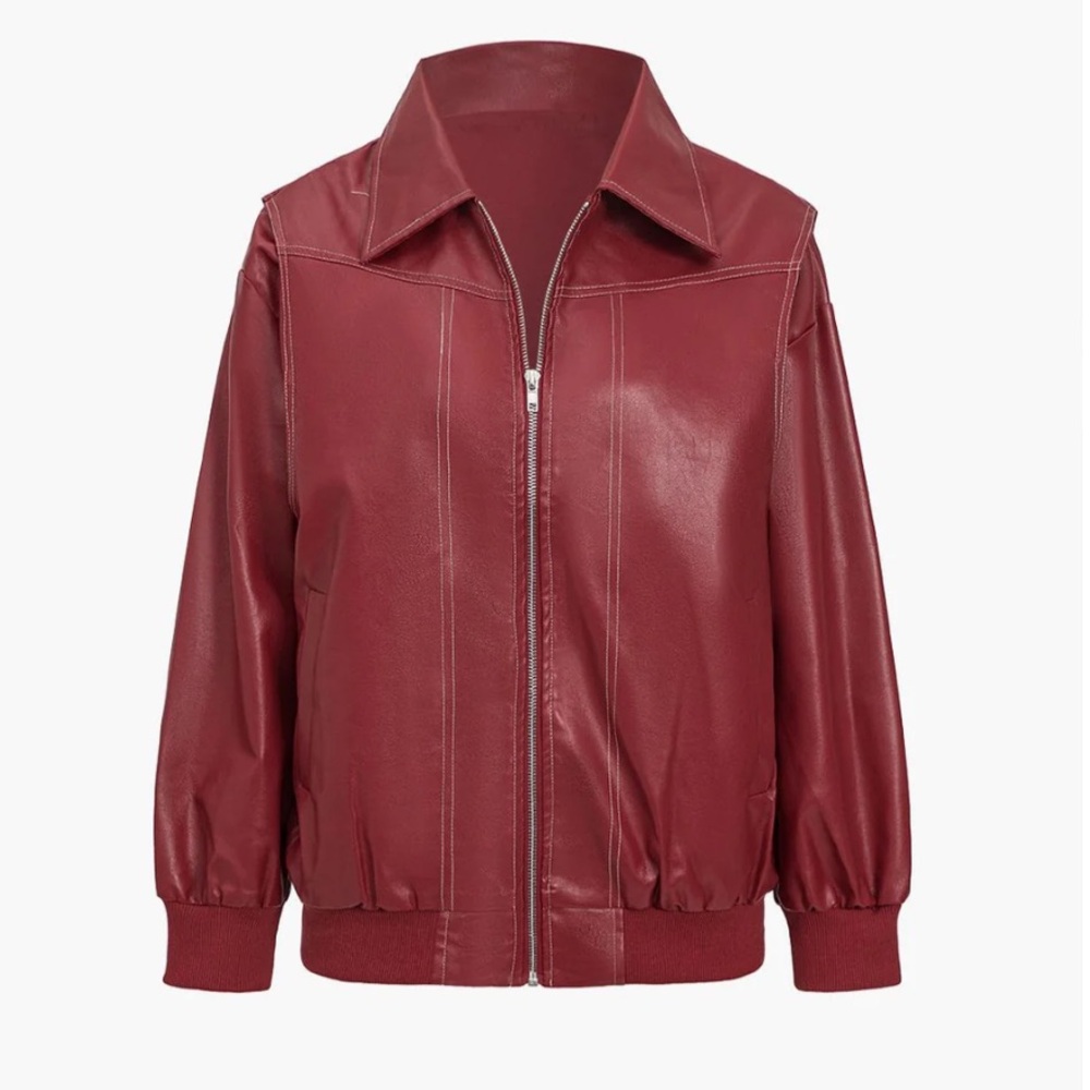 Elegant Burgundy Leather Jacket for Women